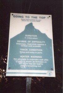 Sign on trail at Mt. Warning